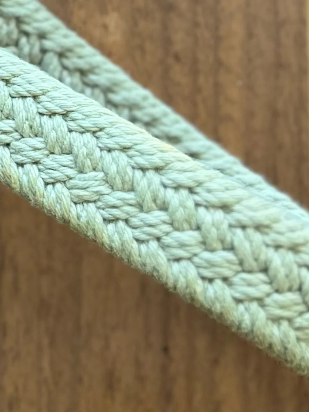 Men's Woven Braided Belt in Light Sage with Brown Leather Trim